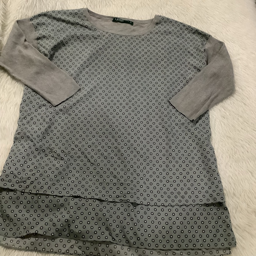 Lauren Ralph Lauren gray plus size knitted top